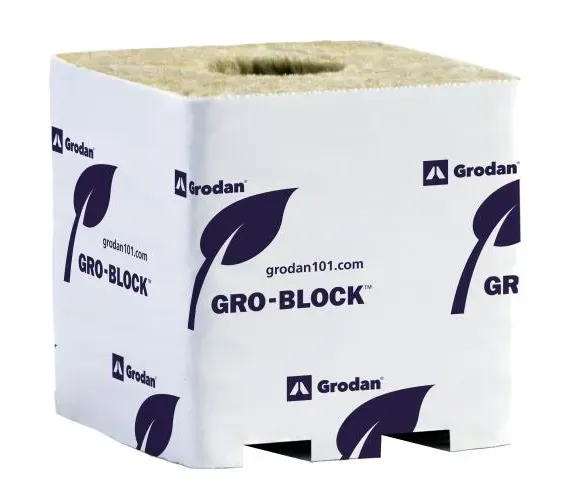 Grodan Pro Improved 4 Block, 3&quot;x 3&quot; x 2.5&quot; with hole