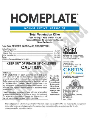 Homeplate OMRI Herbicide Homeplate OMRI Herbicide