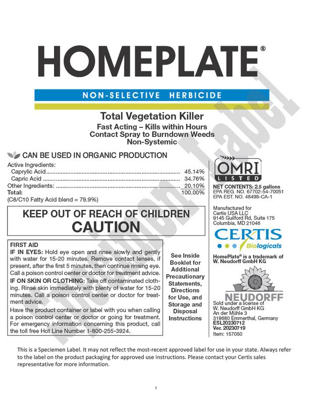Homeplate OMRI Herbicide Homeplate OMRI Herbicide