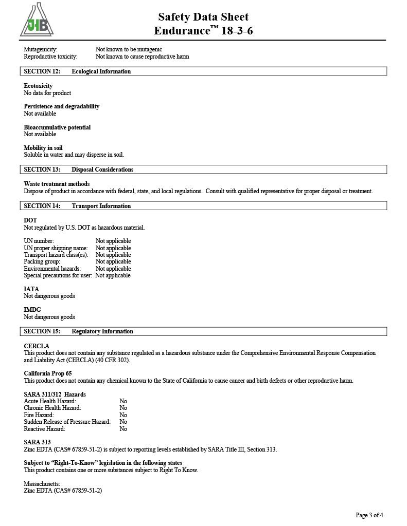 Endurance Liquid Fertilizer Line