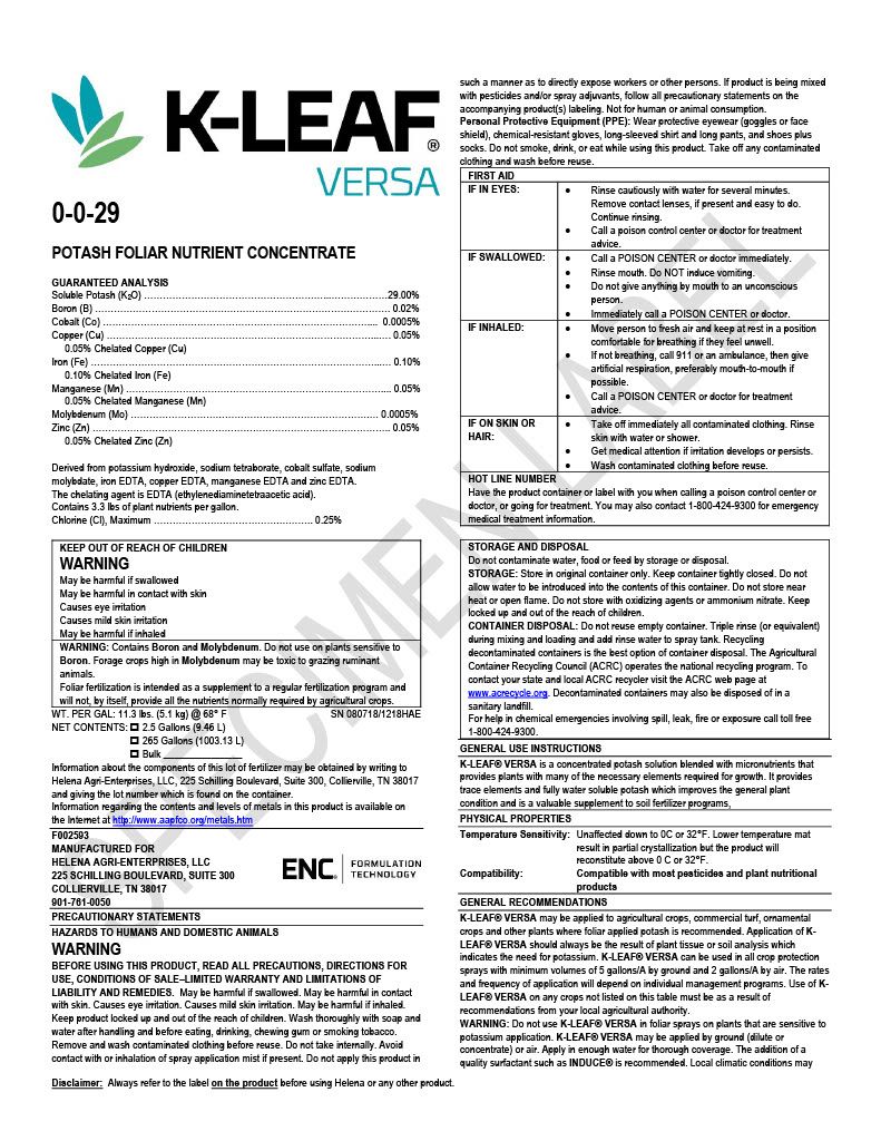 K-Leaf Versa 0-0-29 (Helena Agri)