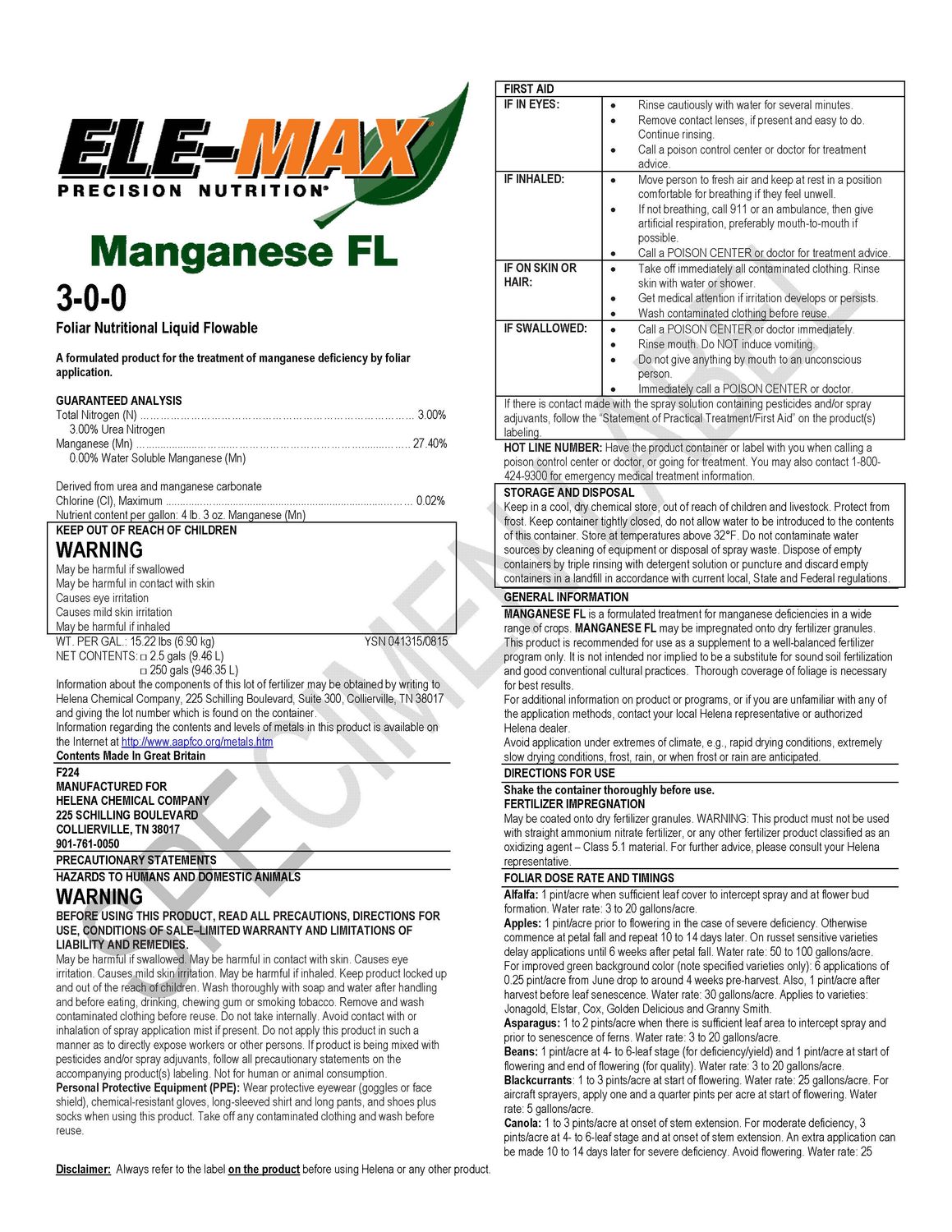 Ele-Max Manganese FL (Helena Ag)