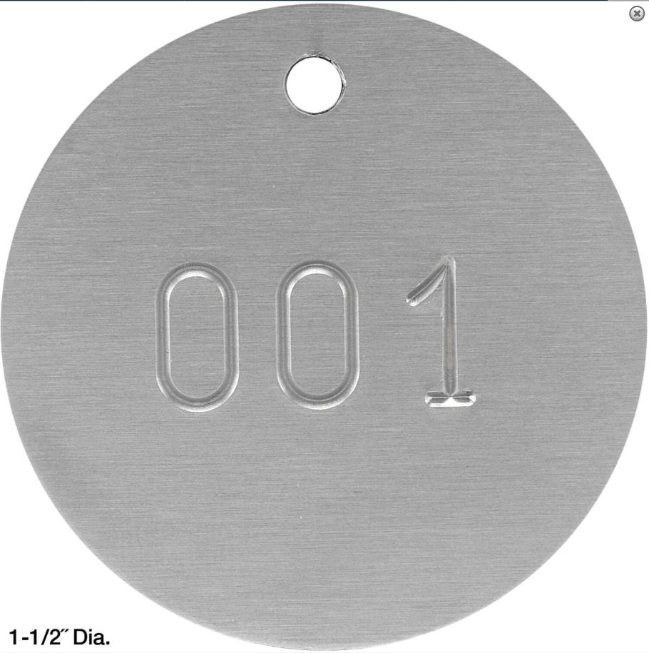 Round Numbered Aluminum Tags