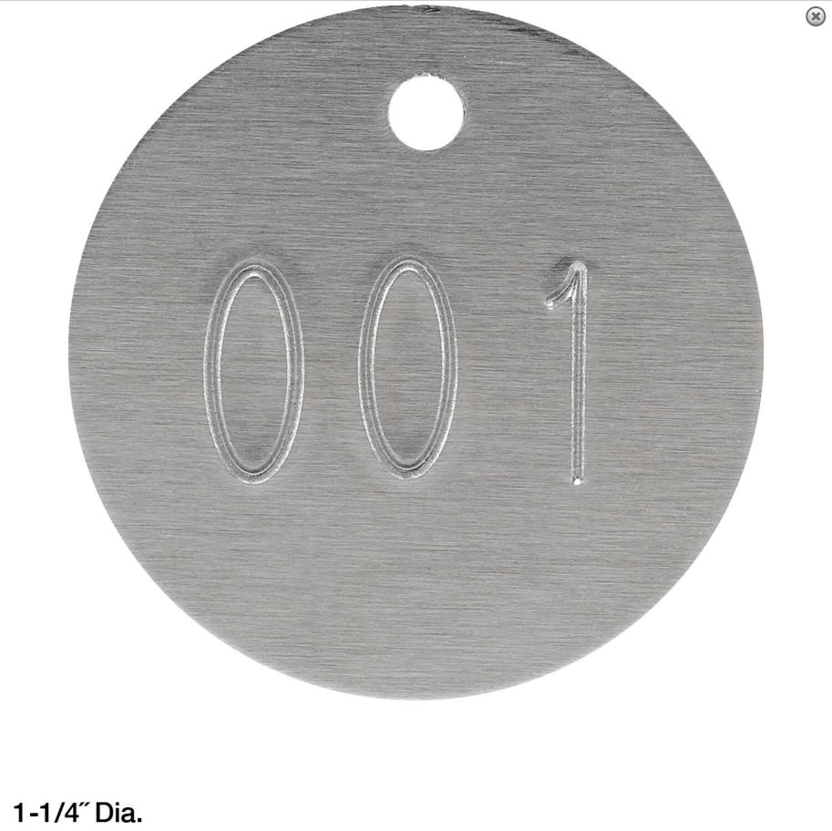 Round Numbered Aluminum Tags