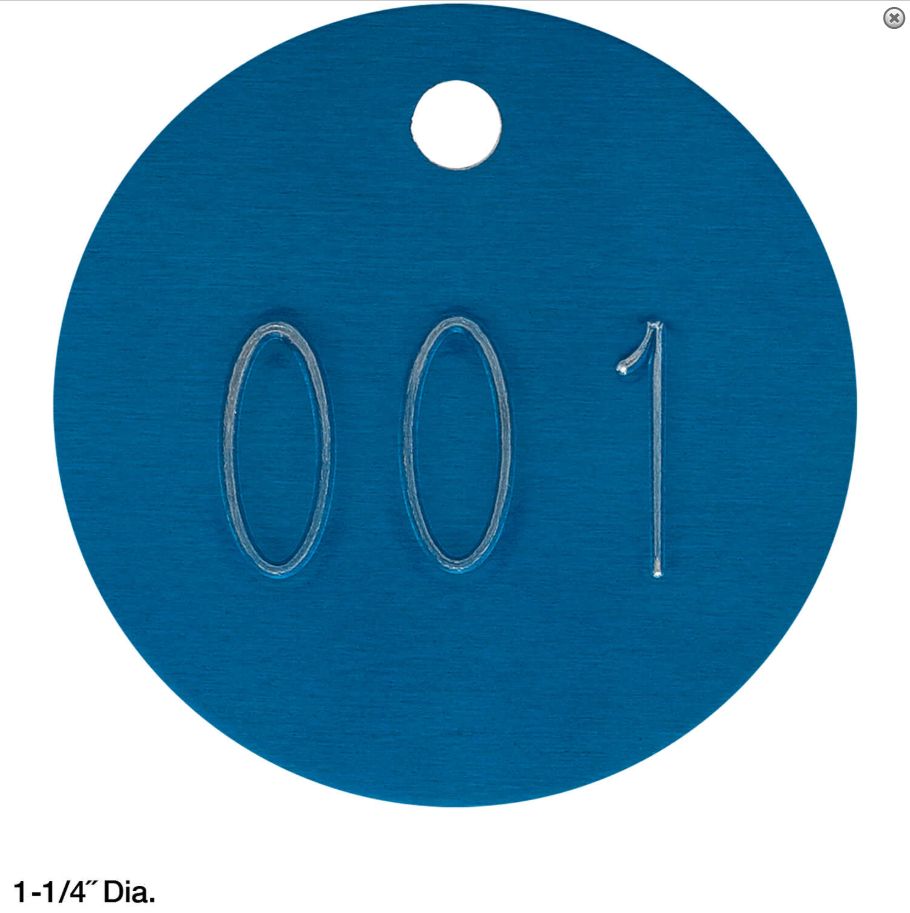 Round Numbered Aluminum Tags