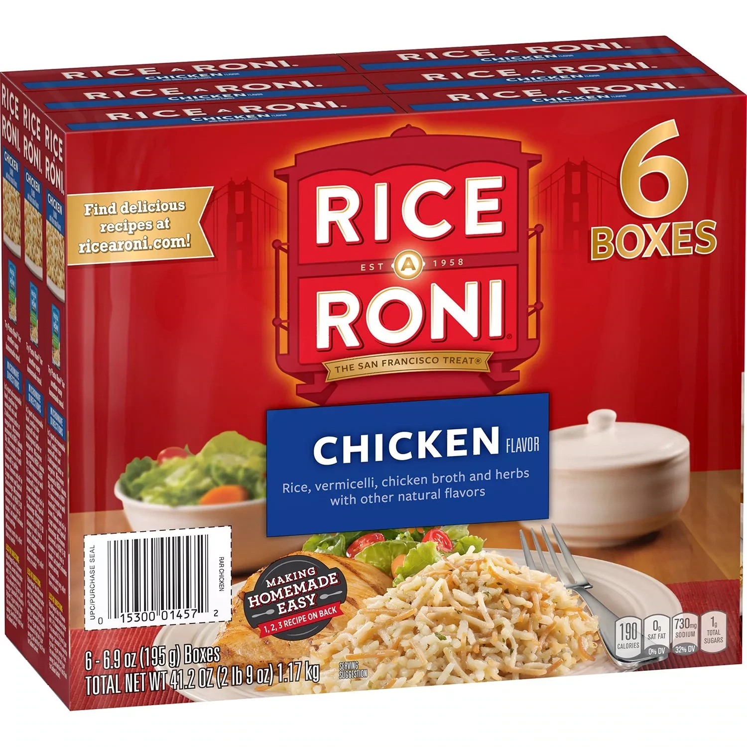 Rice-A-Roni Rice &amp; Vermicelli Mix, Chicken, 6.09oz., 6ct.