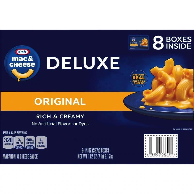 Kraft Deluxe Original Cheddar Macaroni and Cheese Dinner (14 oz., 8 pk.)