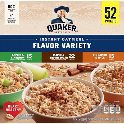 Quaker Instant Oatmeal Variety Pack (78.8 oz., 52 pk.)