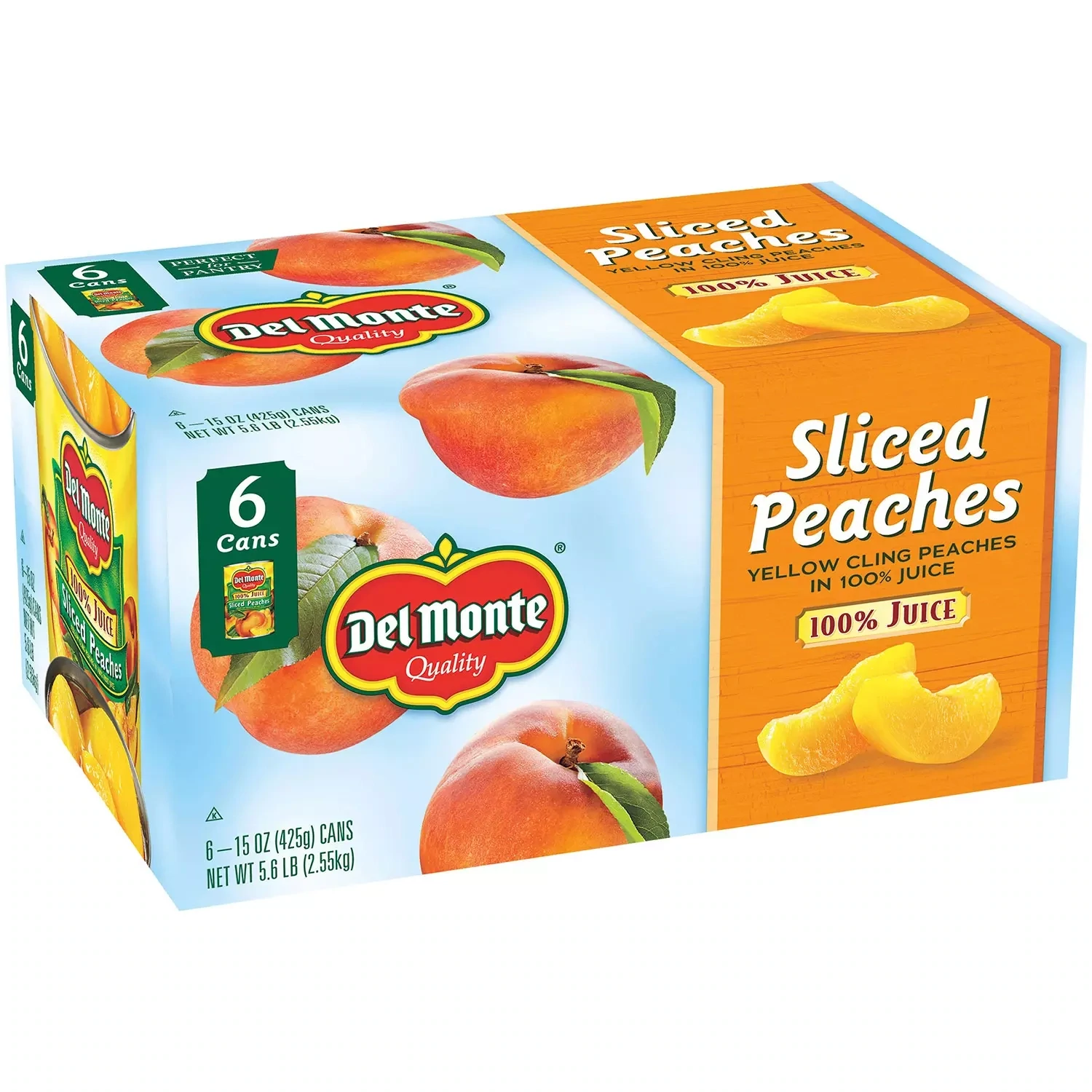 Del Monte Sliced Peaches in 100% Juice, 15 oz., 6 pk.