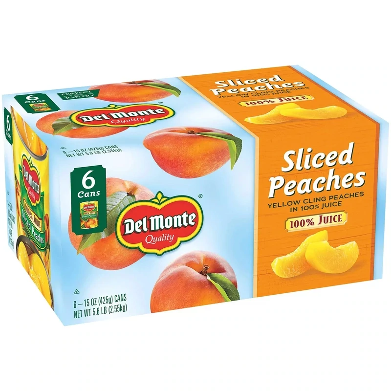 Del Monte Sliced Peaches in 100% Juice, 15 oz., 6 pk.