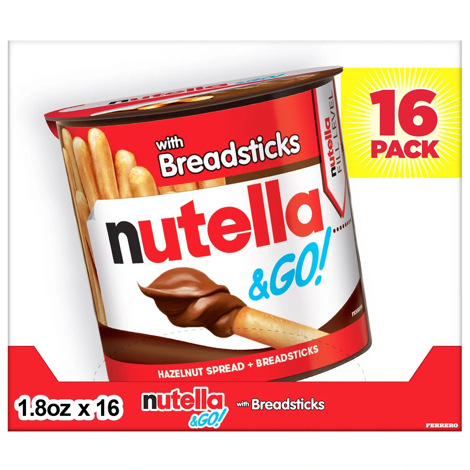Nutella &amp; GO! Hazelnut and Cocoa Spread, Breadsticks 16 pk.