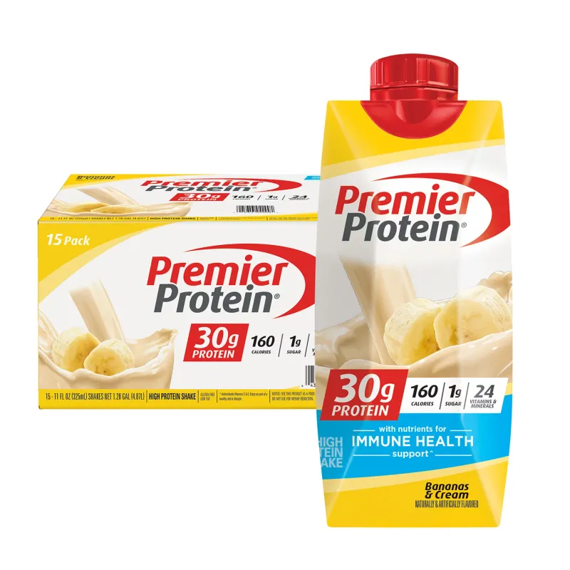 Premier Protein 30g High Protein Shake, Bananas &amp; Cream 11 fl. oz., 15 pk.