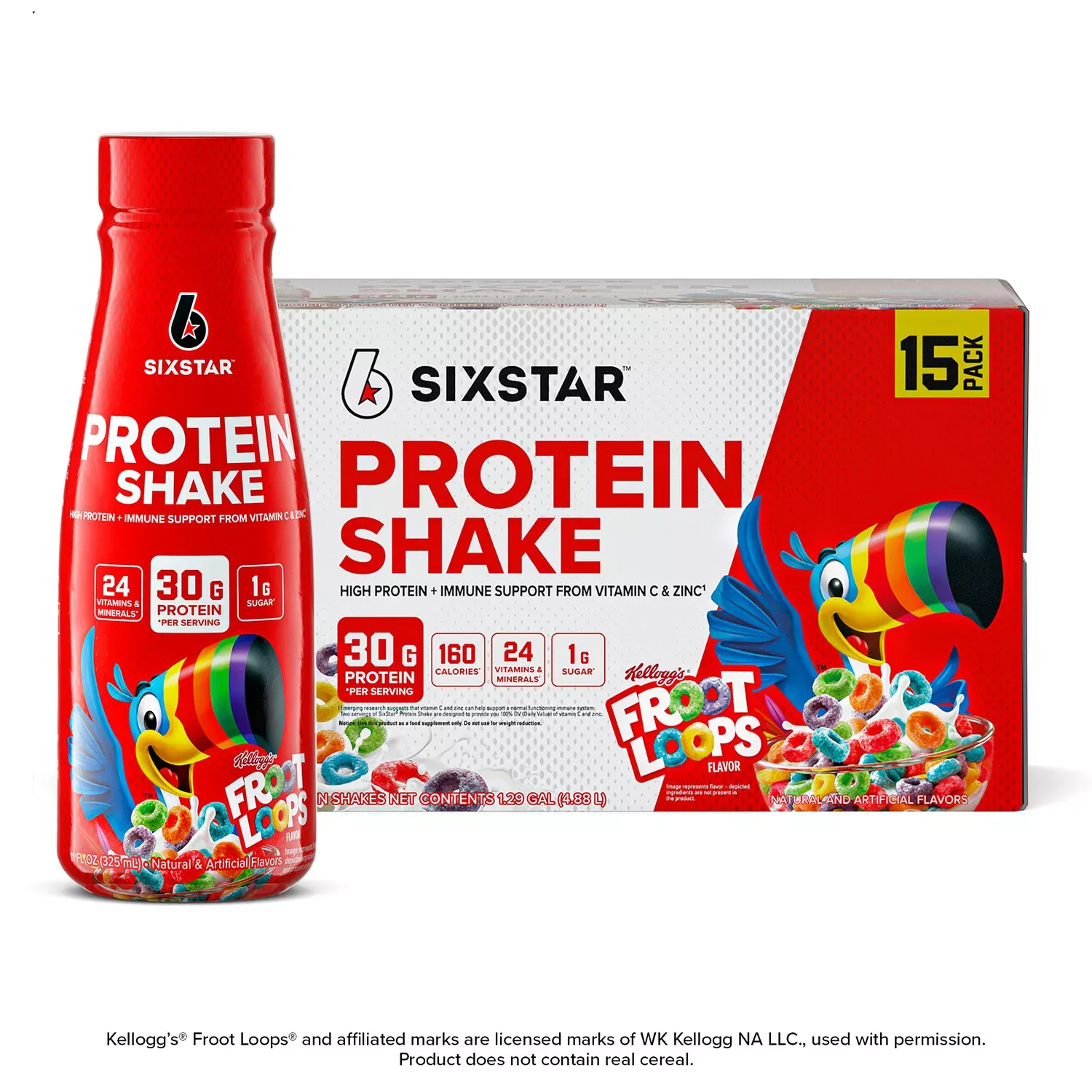 Six Star Kellogg&#39;s 30g Froot Loops Protein Shake, 11 fl. oz., 15 pk.