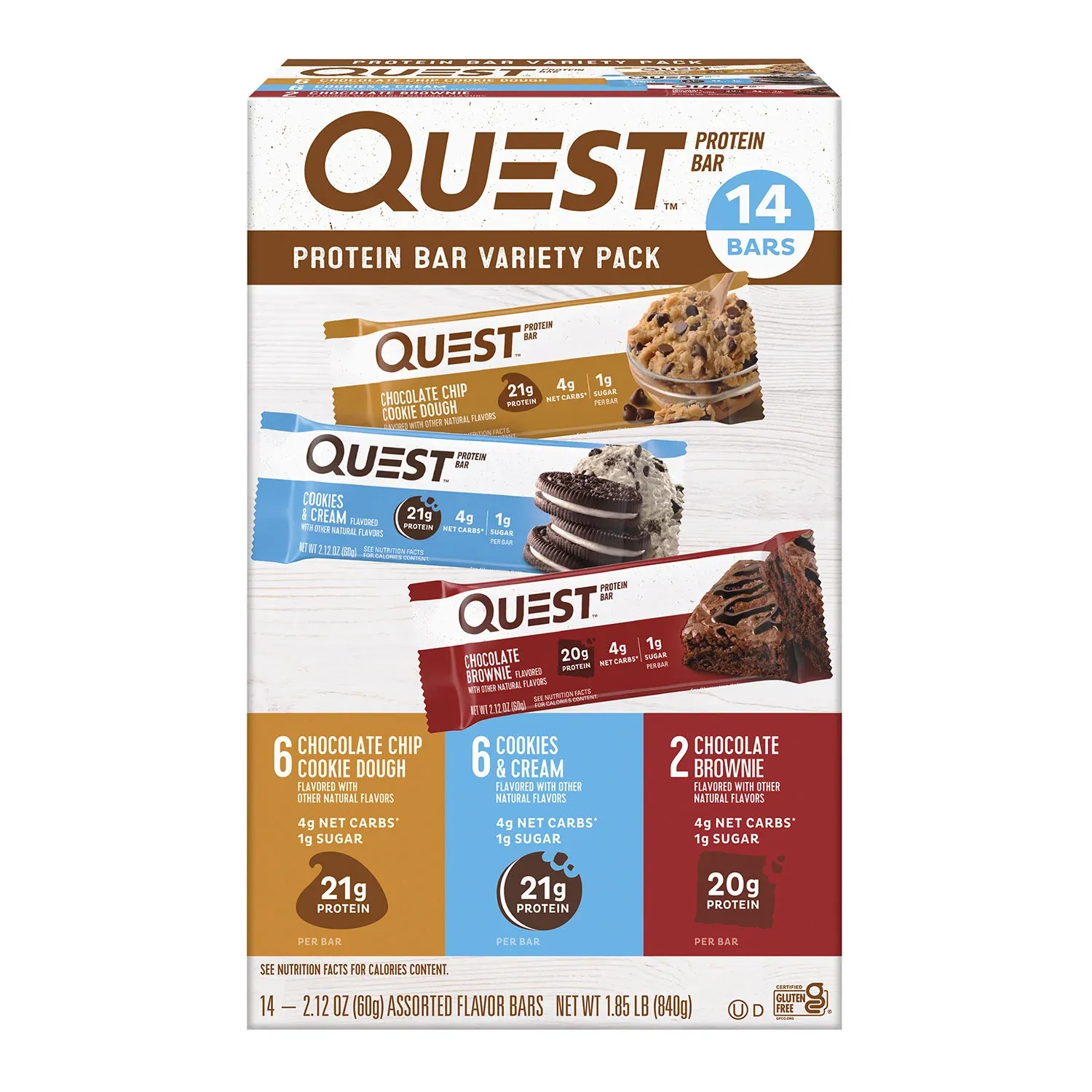 Quest Protein Bars Gluten Free, Variety Pack 14 ct.