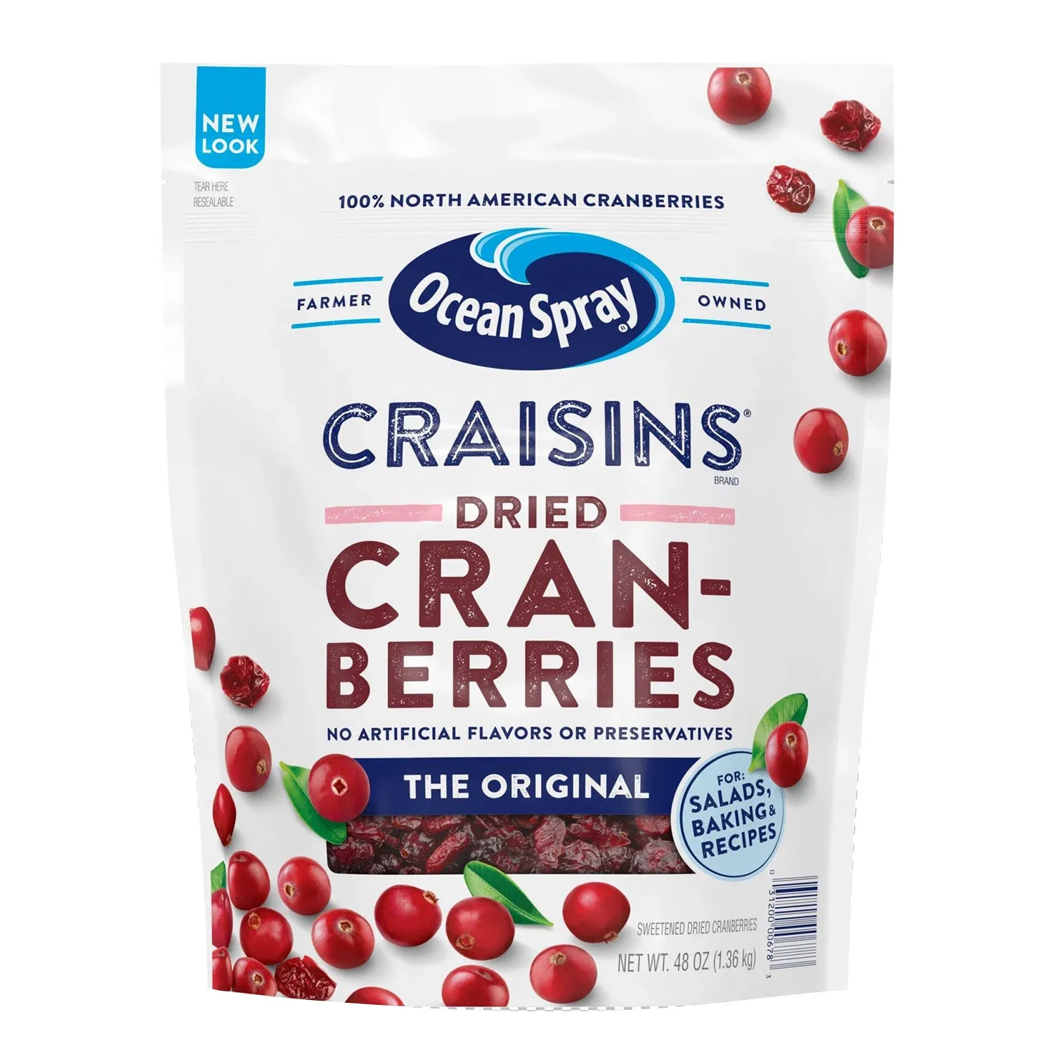 Ocean Spray Craisins Dried Cranberries Original 48 oz.