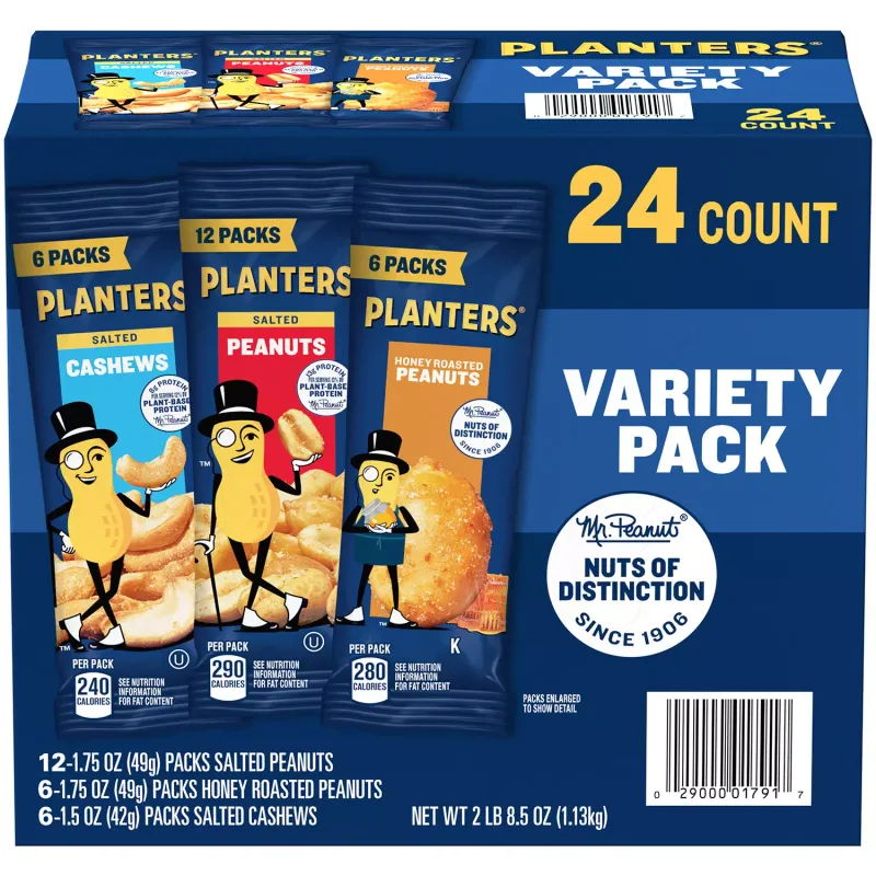 Planters Nuts Cashews and Peanuts Variety Pack 24 pk.