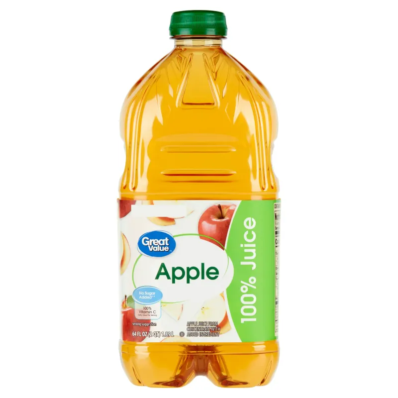 Great Value No Added Sweeteners 100% Apple Juice, 64 Fl. Oz.