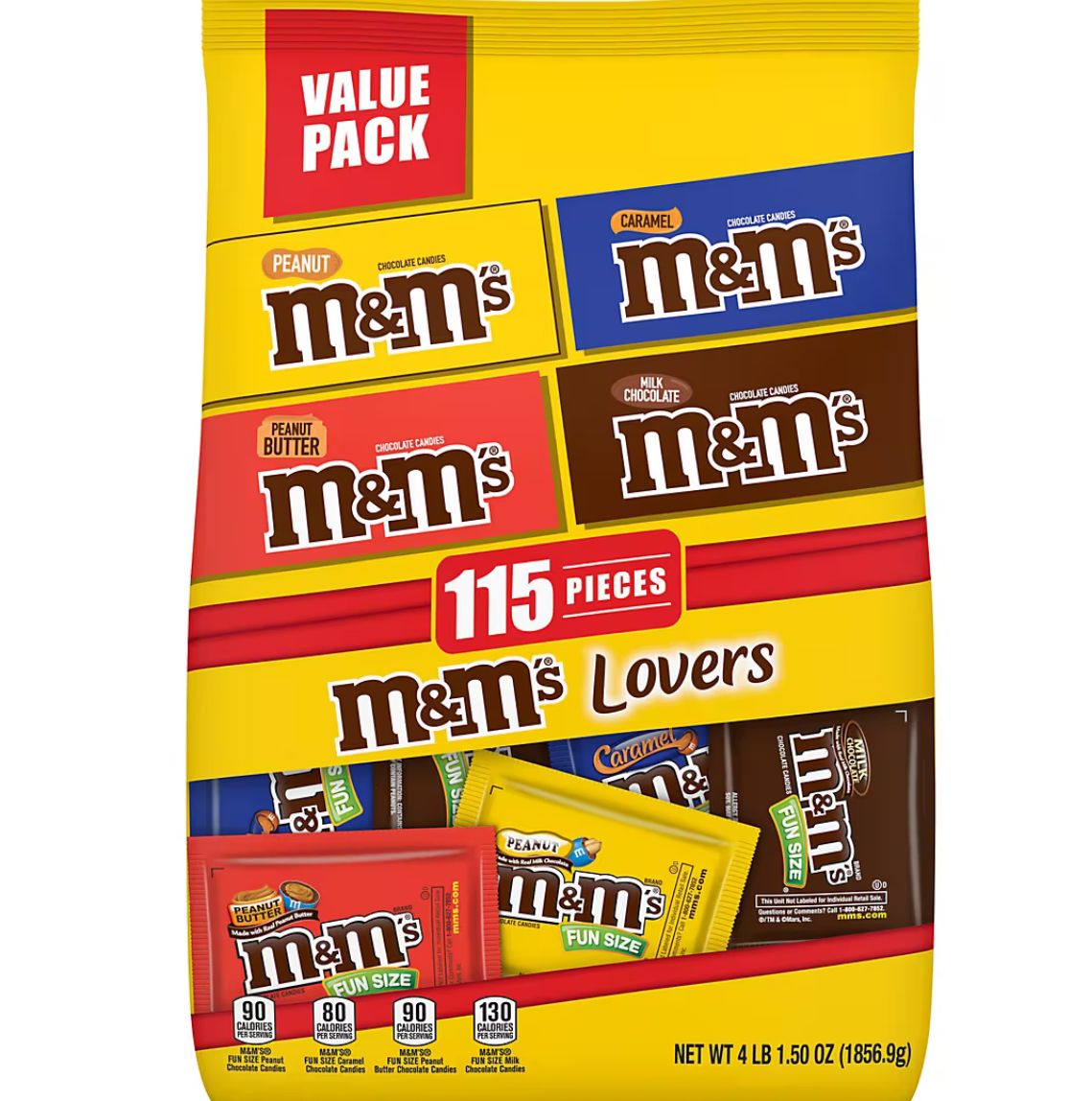 M&amp;M&#39;s Chocolate Candy Fun Size Bulk Variety Pack With Milk Chocolate &amp; Peanut, 115 ct.