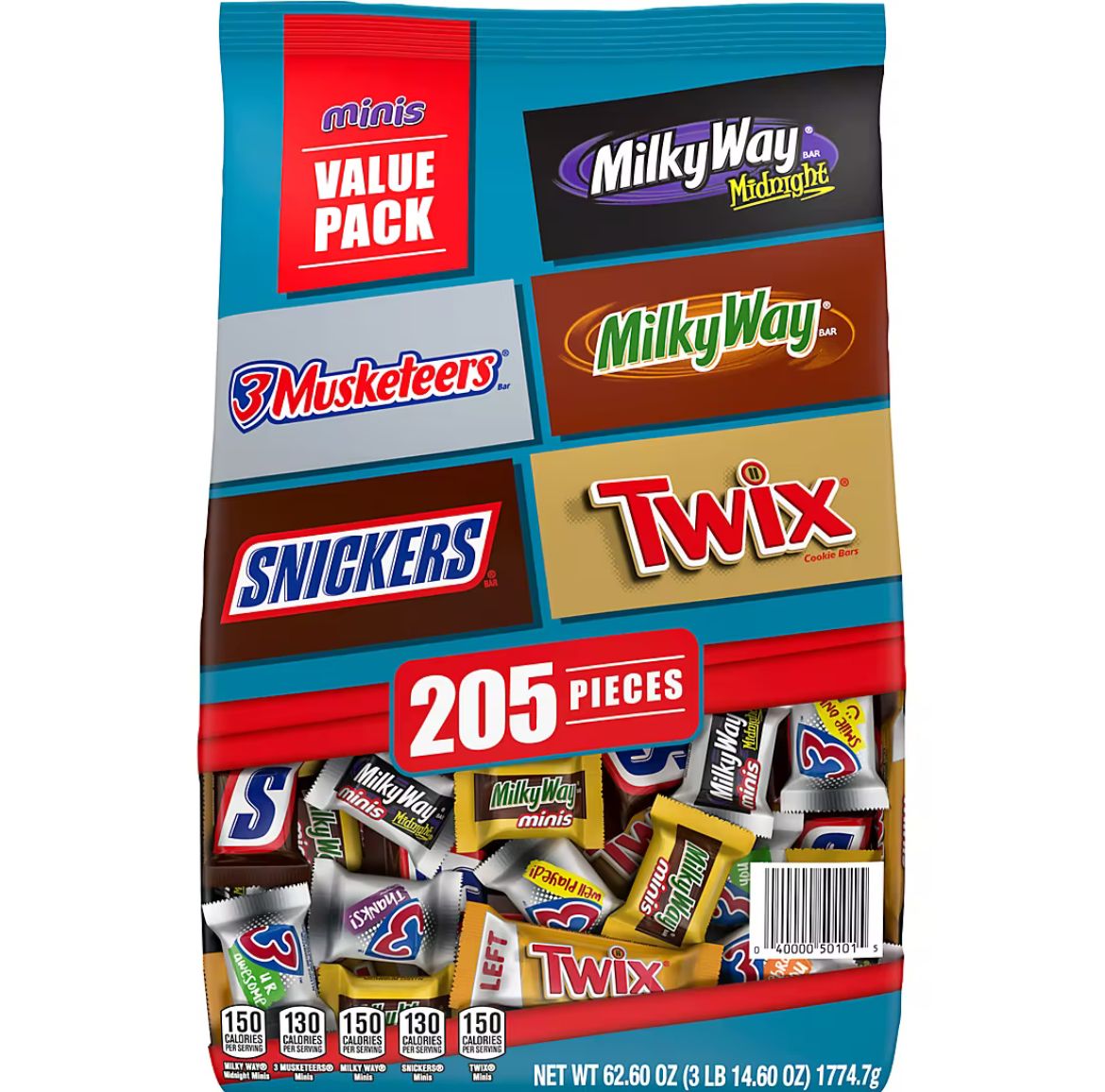 Snickers, Twix And More Chocolate Candy Bars, Bulk Miniature Candy, 205 ct.