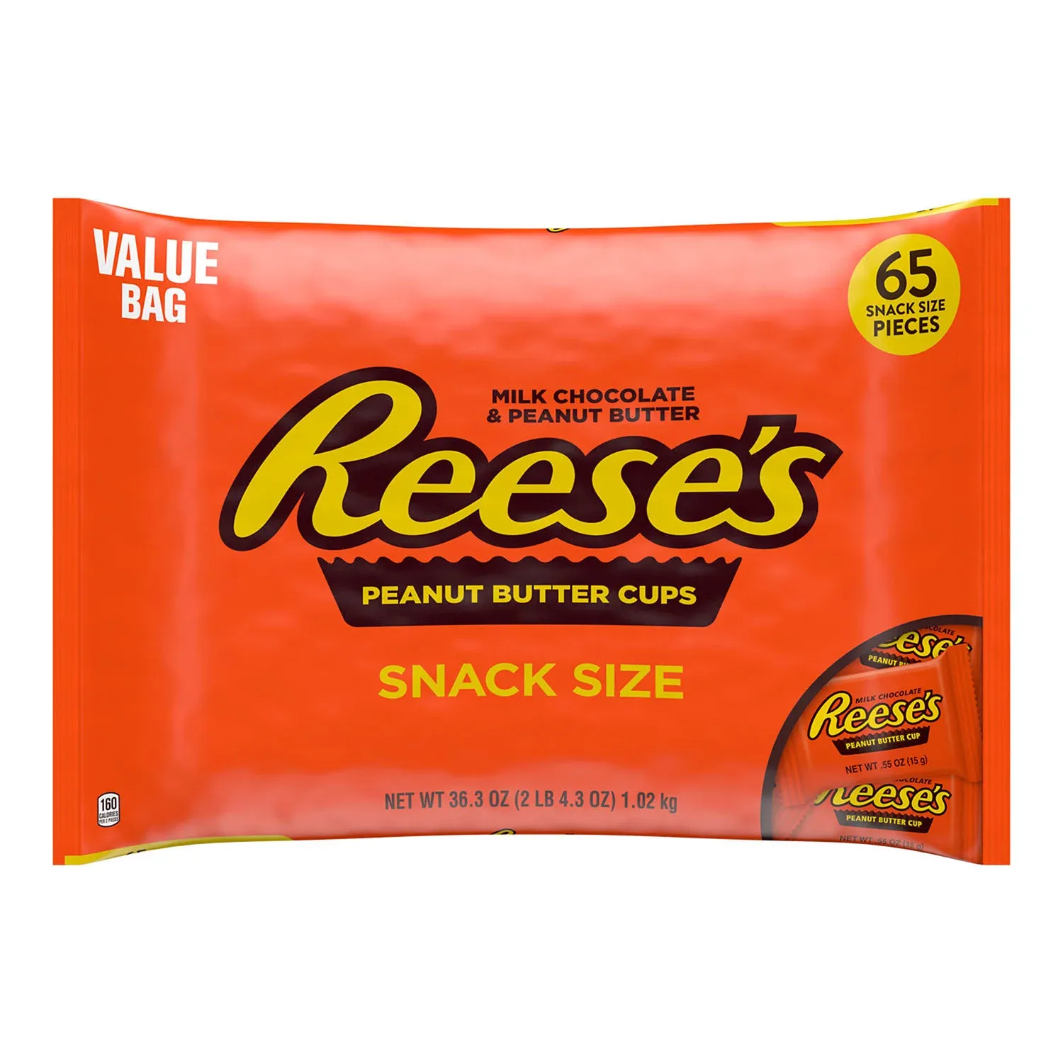 REESE&#39;S Milk Chocolate Peanut Butter Cups, Snack Size, 65 pcs.