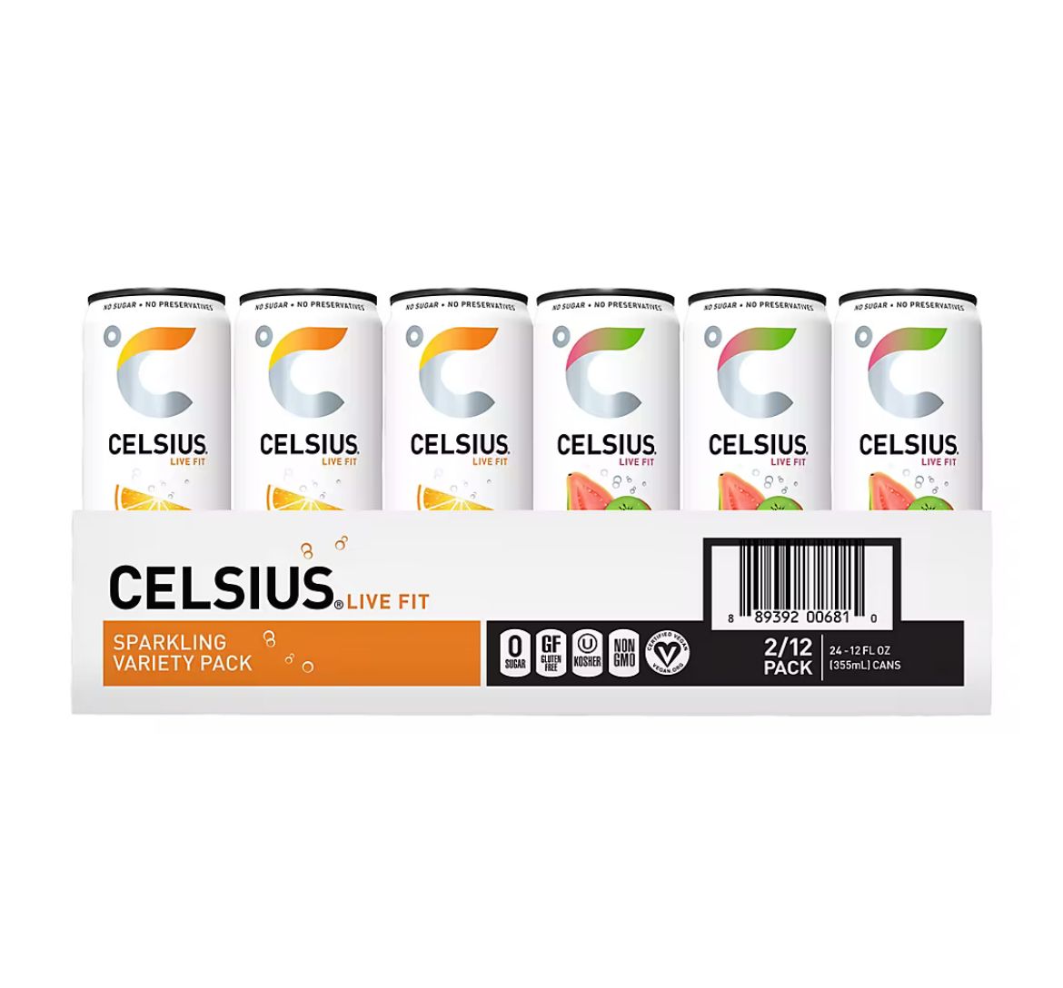Celsius Essential Energy Variety Pack - Orange &amp; Kiwi Guava, 24 ct./12 oz.