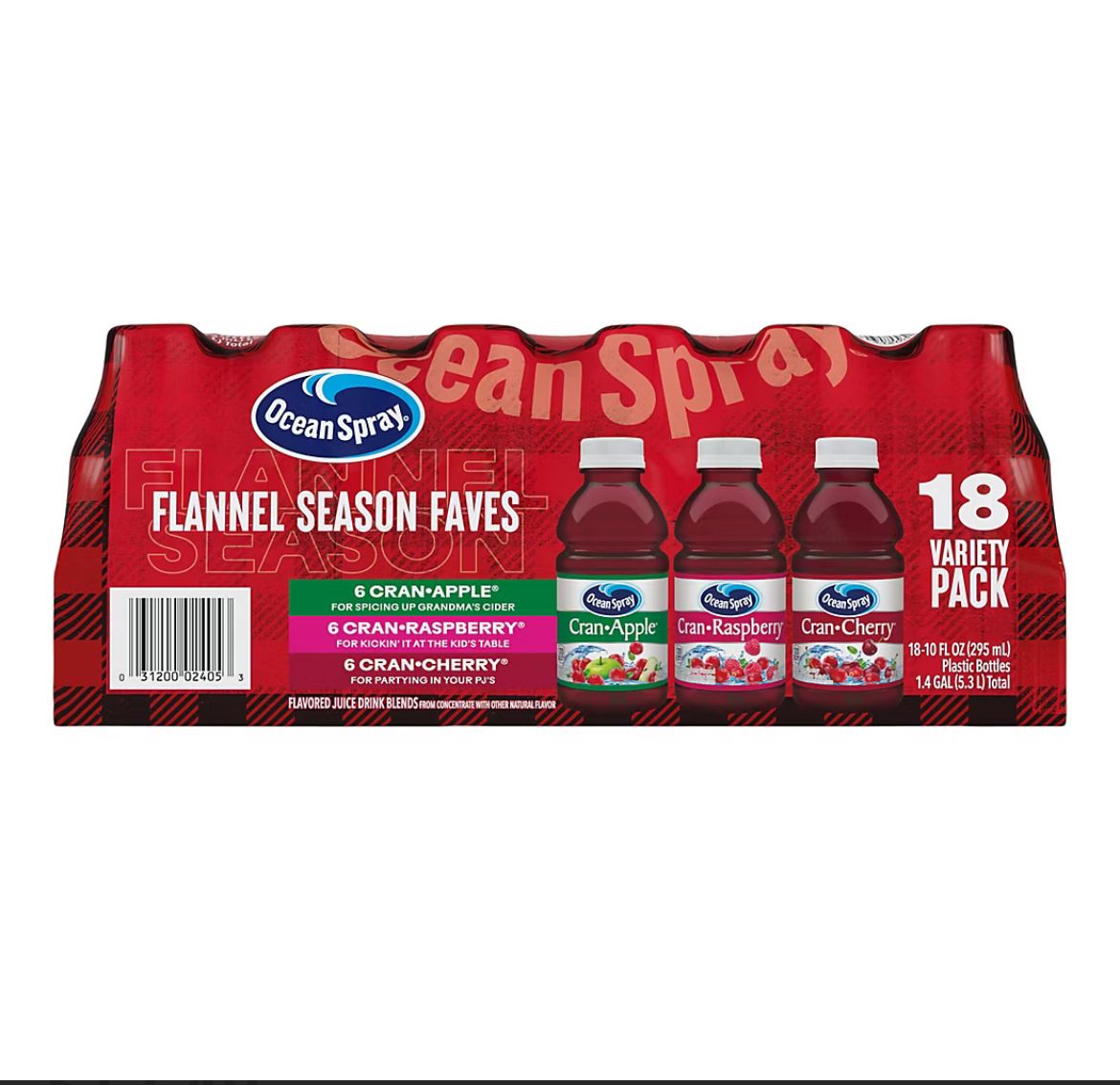 Ocean Spray Flannel Season Faves Juice Drinks, 18 pk./10 oz.
