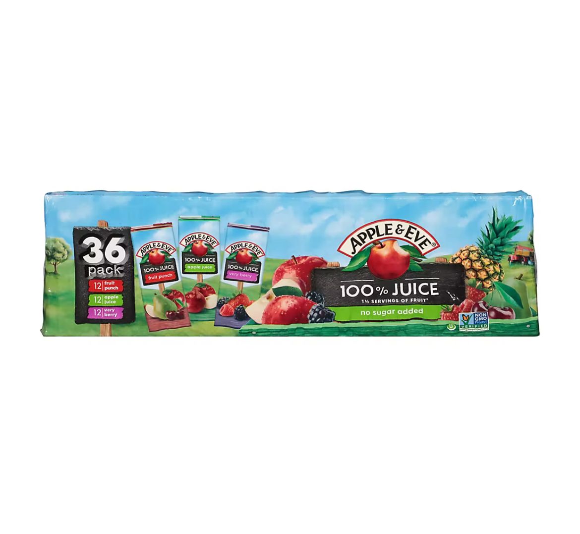 Apple &amp; Eve 100% Fruit Juice Bonus Variety Pack, 36 pk./6.7 oz.