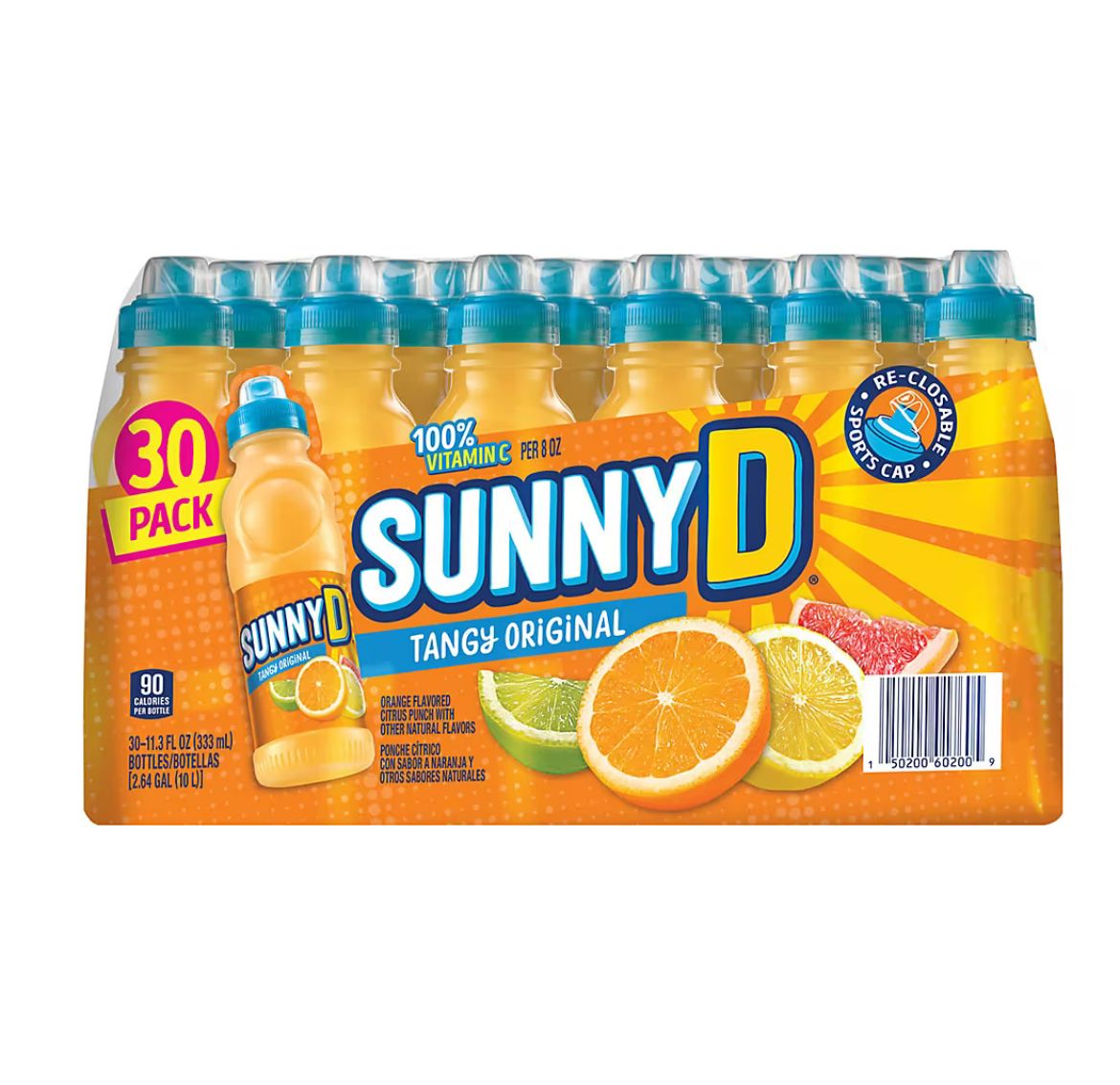 SunnyD Tangy Original Sports Bottles, 30 pk./11.3 oz.