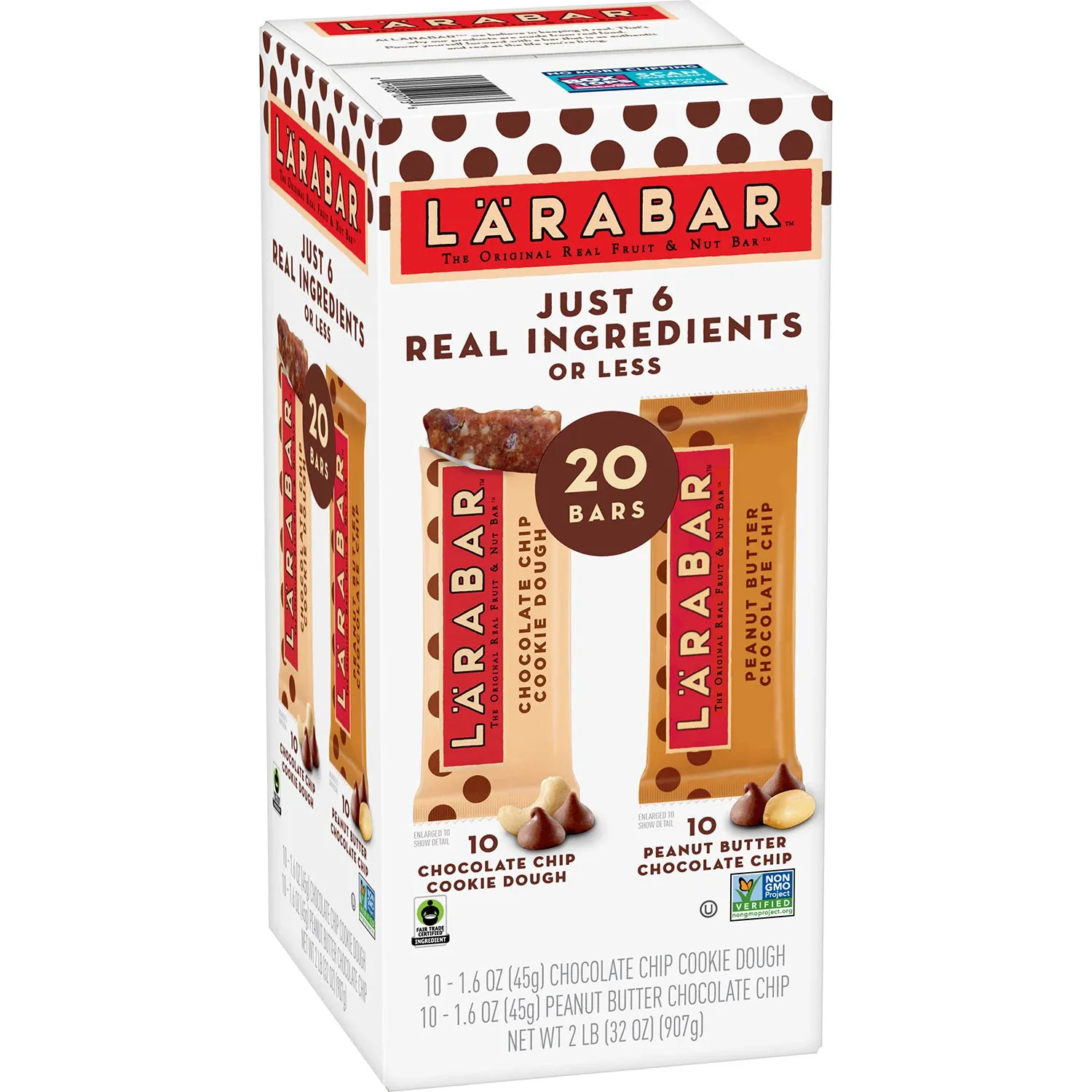 Larabar Chocolate Chip Cookie Dough &amp; Peanut Butter Variety 20 pk.
