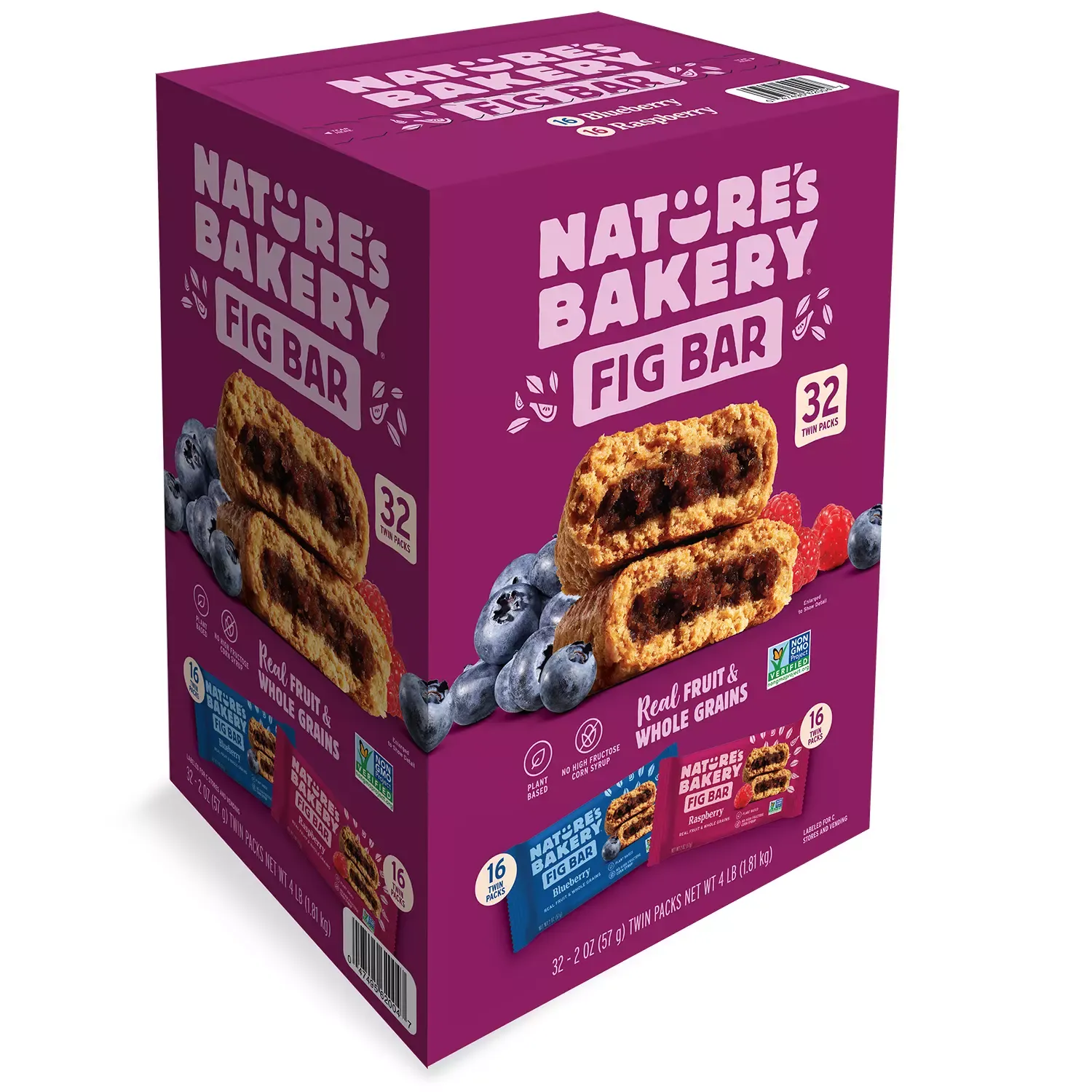 Nature&#39;s Bakery Blueberry and Raspberry Variety Fig Bars (2 oz., 32 ct.)