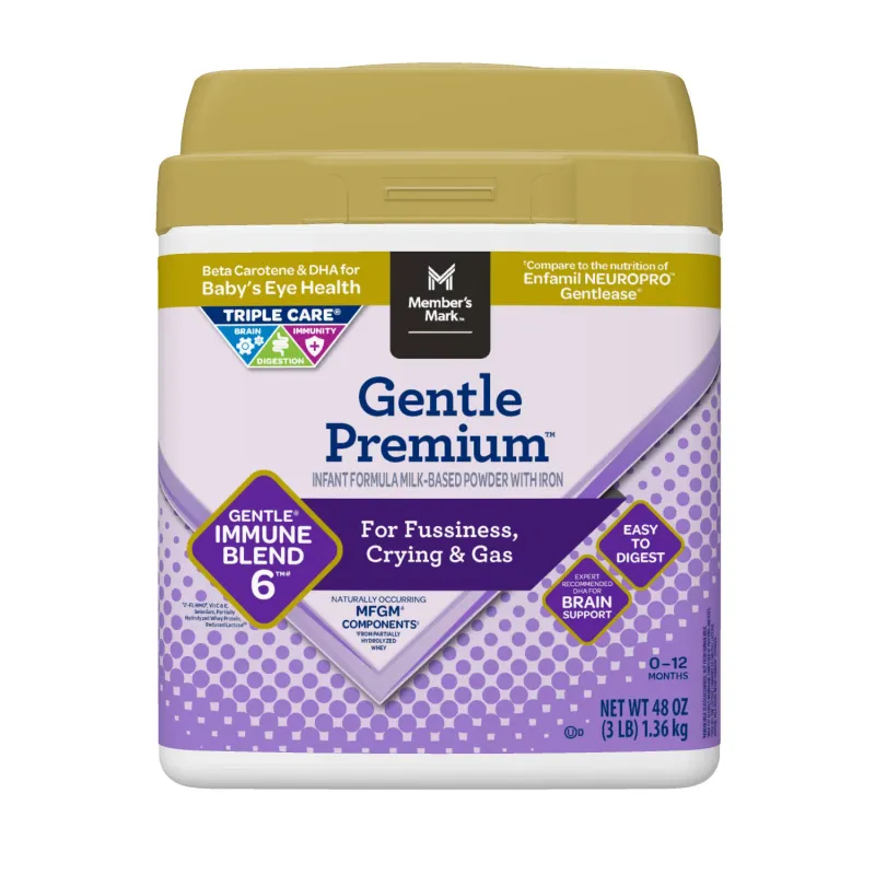 Member&#39;s Mark Gentle Premium Baby Milk-Based Formula with Iron, Gentle Immune Blend 48 oz.