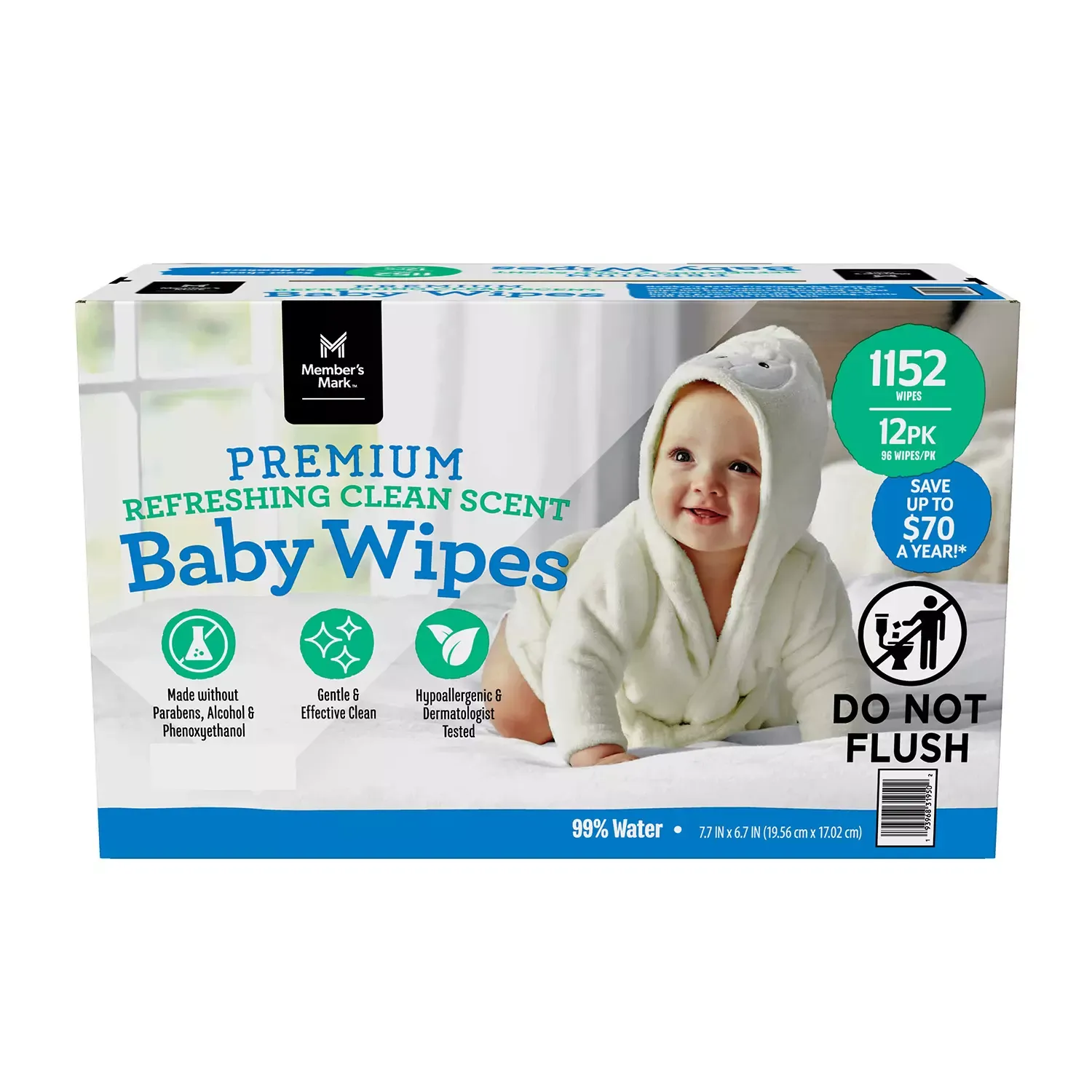 Member&#39;s Mark Premium Refreshing Clean Scented Baby Wipes, 12 Packs 1152 ct.