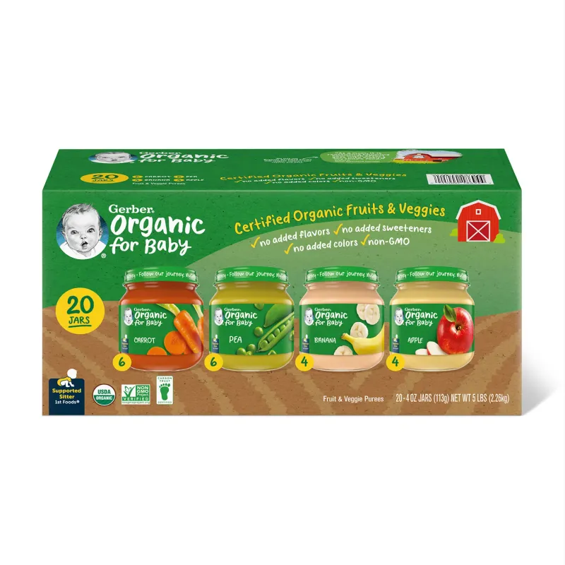 Gerber 1st Foods Organic Baby Food, Fruit &amp; Veggie Value Pack 4 oz., 20 ct.