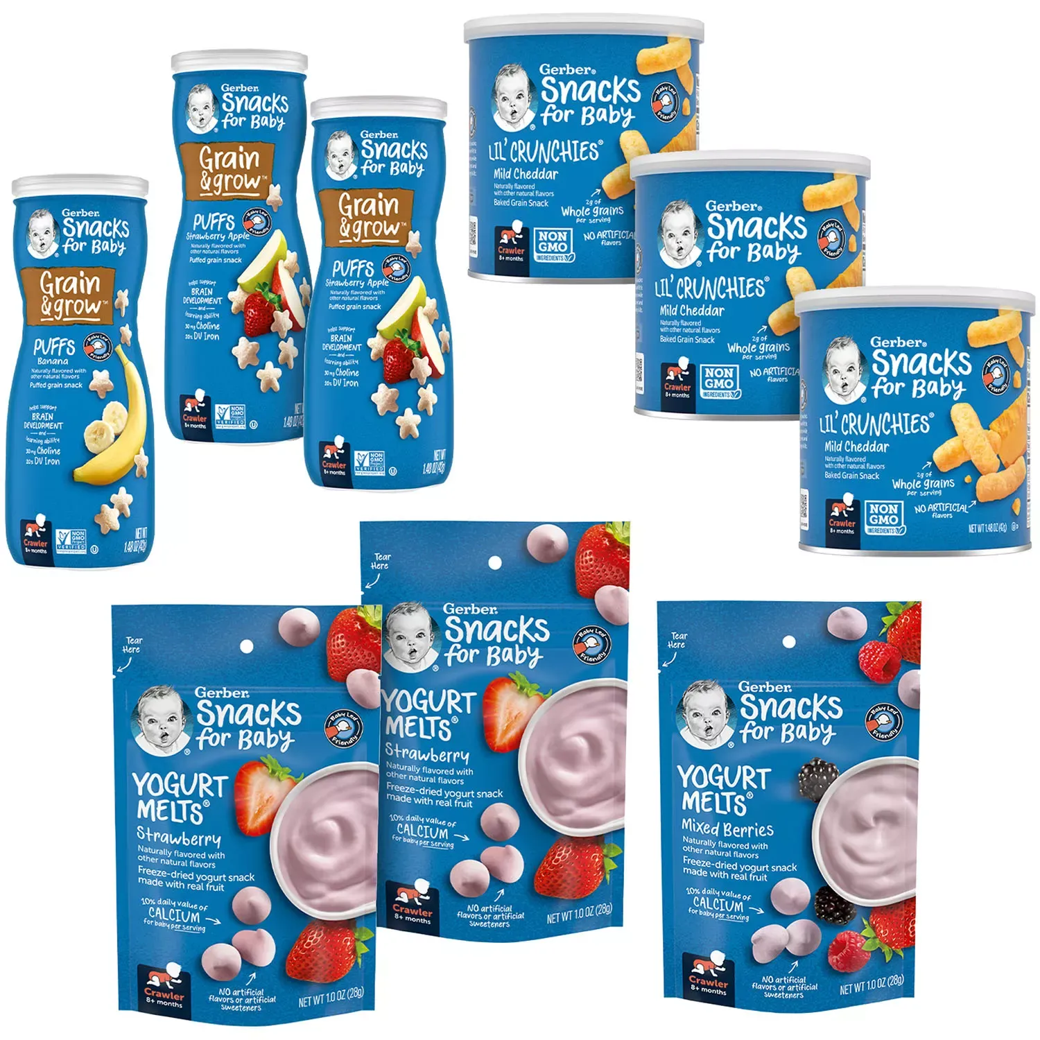 Gerber 2nd Baby Snacks, Yogurt Melts, Puffs, &amp; Lil&#39; Crunchies 9 ct.