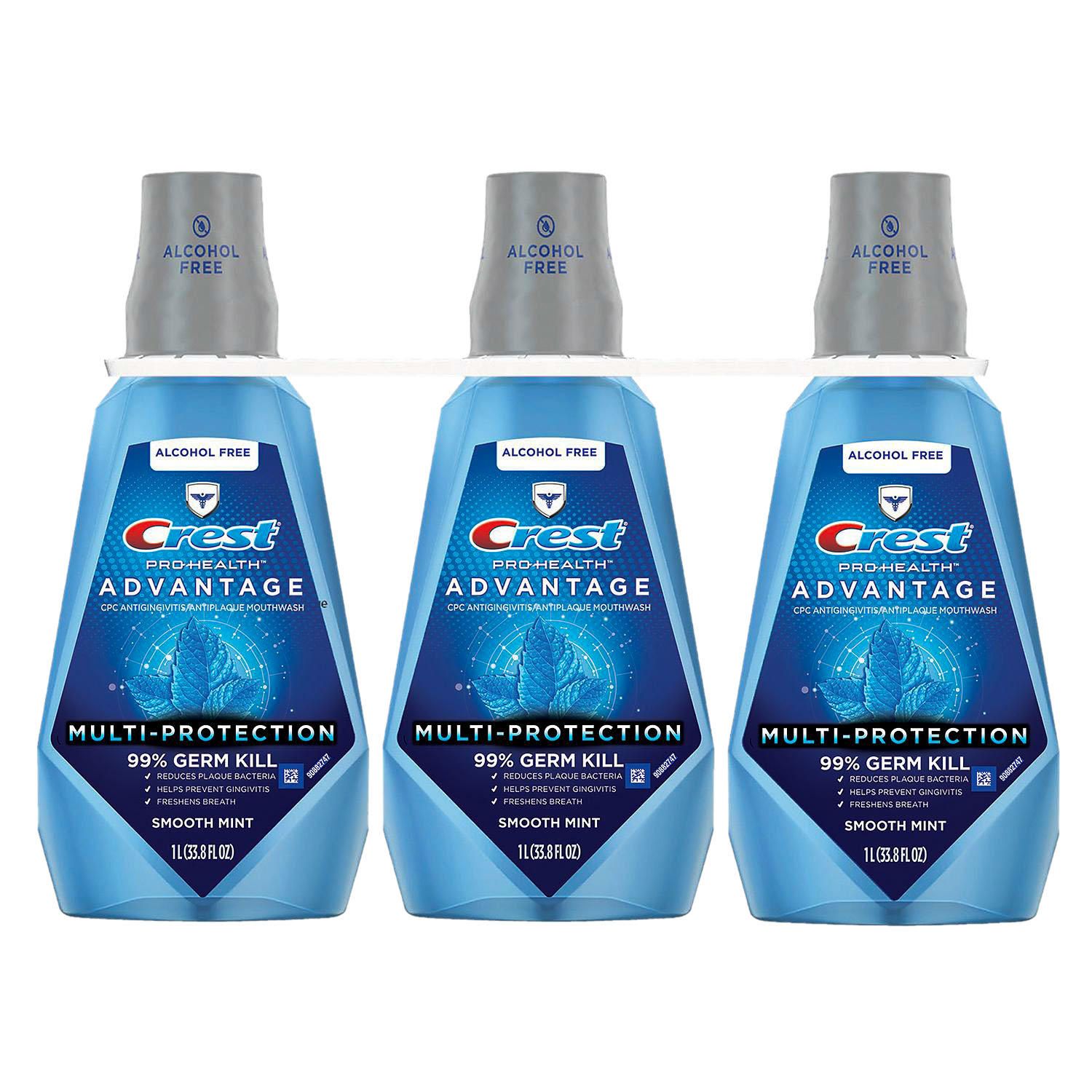 Crest Pro-Health Advantage Multi-Protection Mouthwash, Smooth Mint, 33.8 oz., 3 pk.