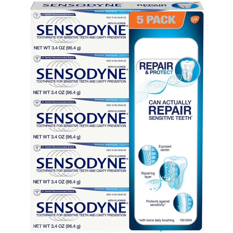 Sensodyne Repair &amp; Protect Toothpaste for Sensitive Teeth, 3.4 oz., 5 pk.