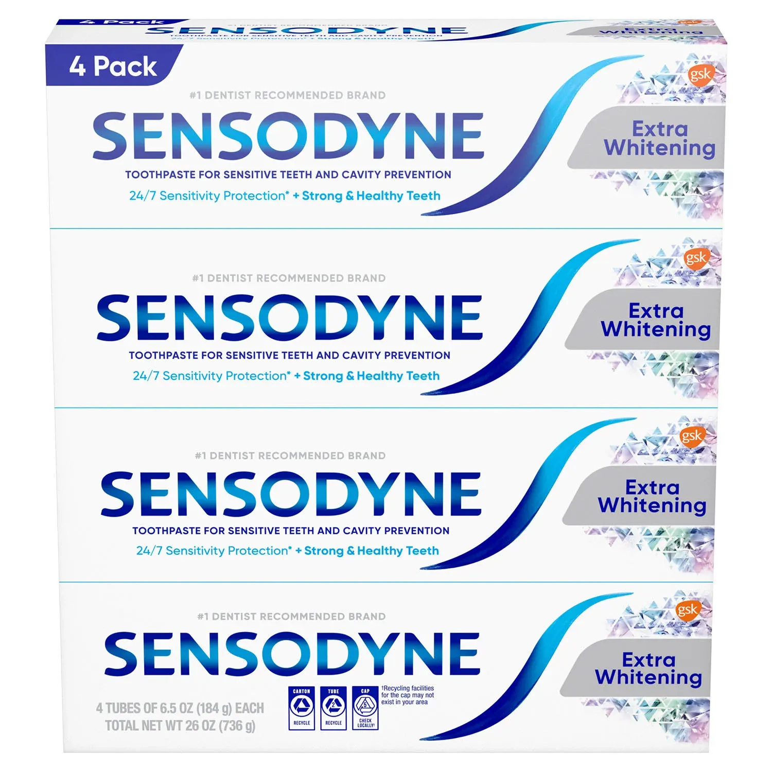 Sensodyne Extra Whitening Toothpaste, 6.5 oz., 4 pk.