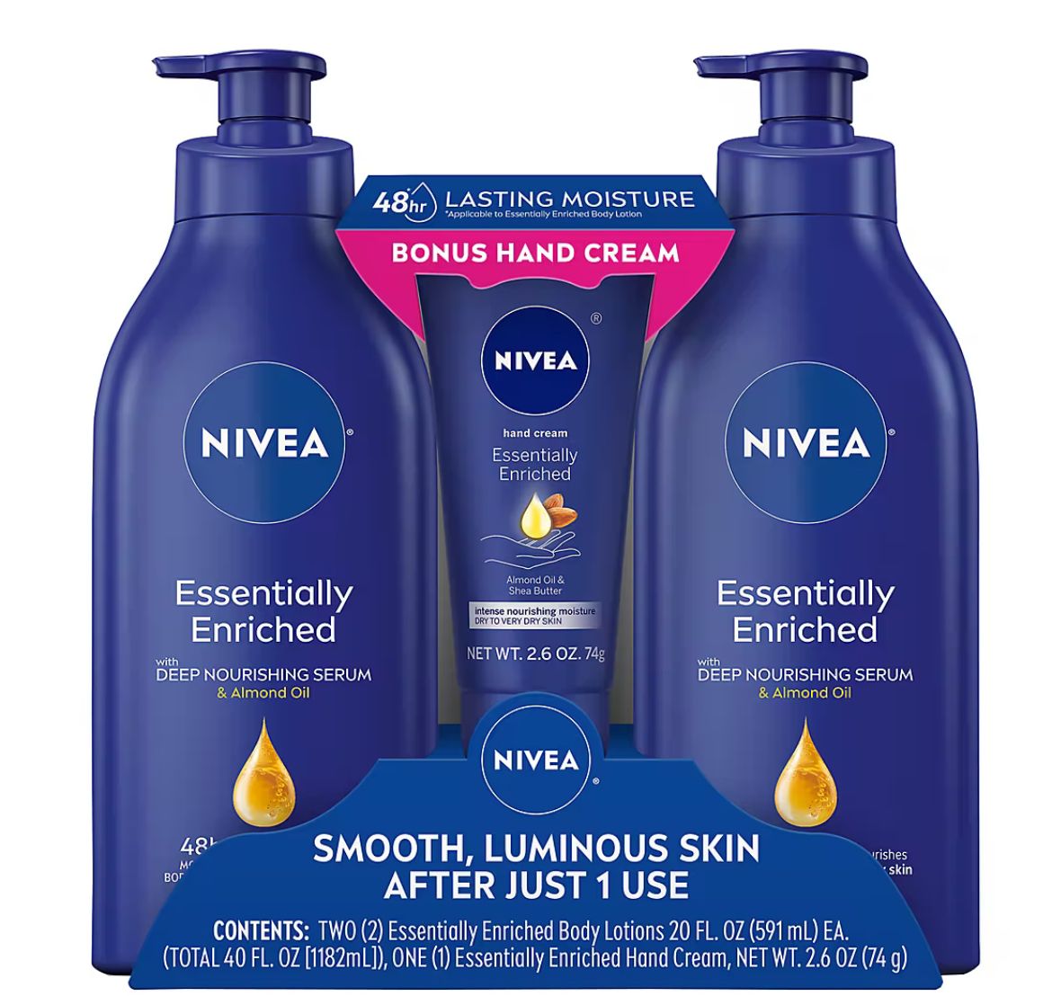 Nivea Essentially Enriched Body Lotion and Hand Cream Variety Pack