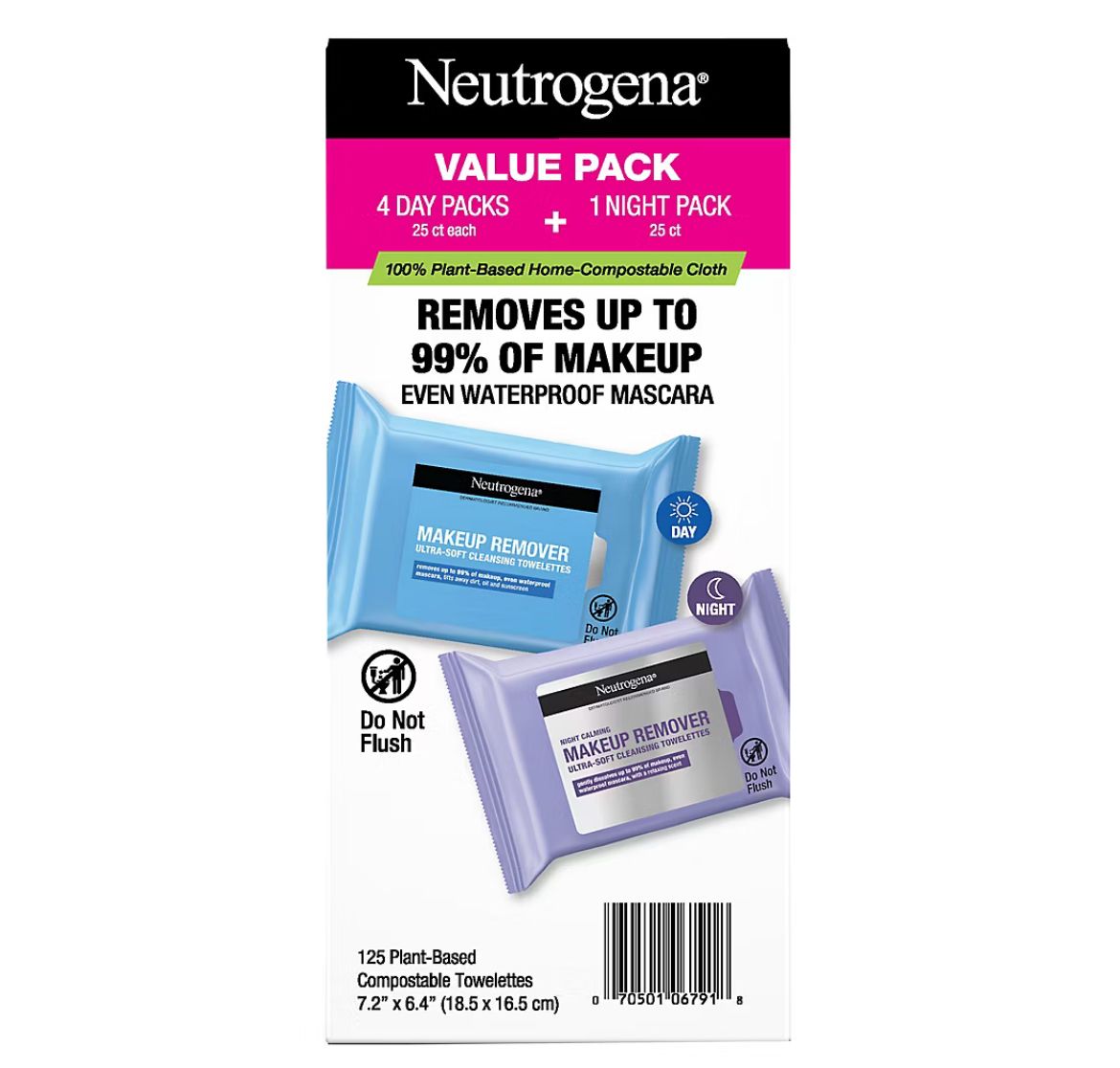 Neutrogena Makeup Remover &amp; Night Calming Cleansing Towelettes, 125 ct.