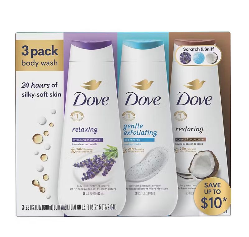 Dove Relax, Exfoliate &amp; Restore Body Wash Variety Pack, 3 pk./23 oz.