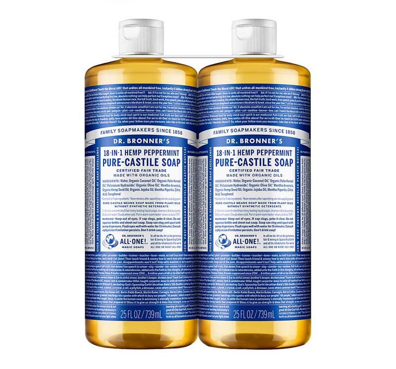 Dr Bronner&#39;s Peppermint Pure-Castile Soap, 2 pk./50 oz.