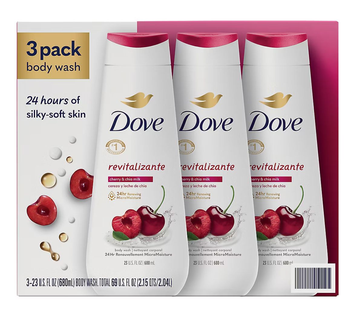 Dove Body Wash Revitalizante Cherry &amp; Chia Milk, 3 ct./23 oz.