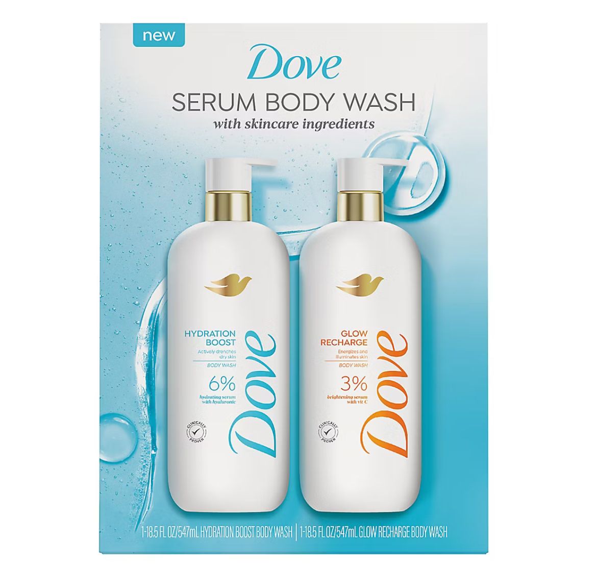Dove Body Wash Hydration Boost &amp; Glow Recharge, 2 pk./18.5 oz.