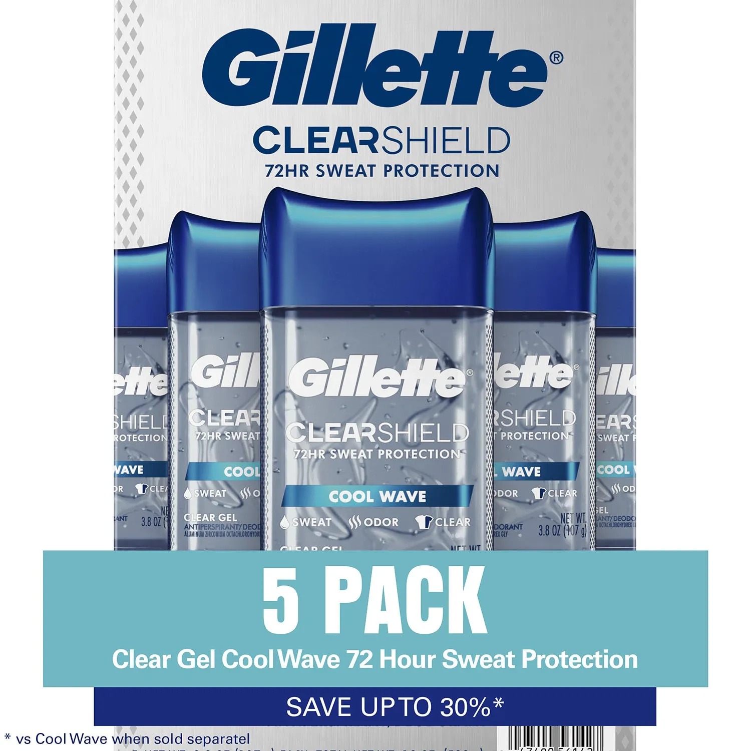 Gillette Cool Wave Clear Gel Men&#39;s Antiperspirant and Deodorant, 3.8 oz., 5 pk.