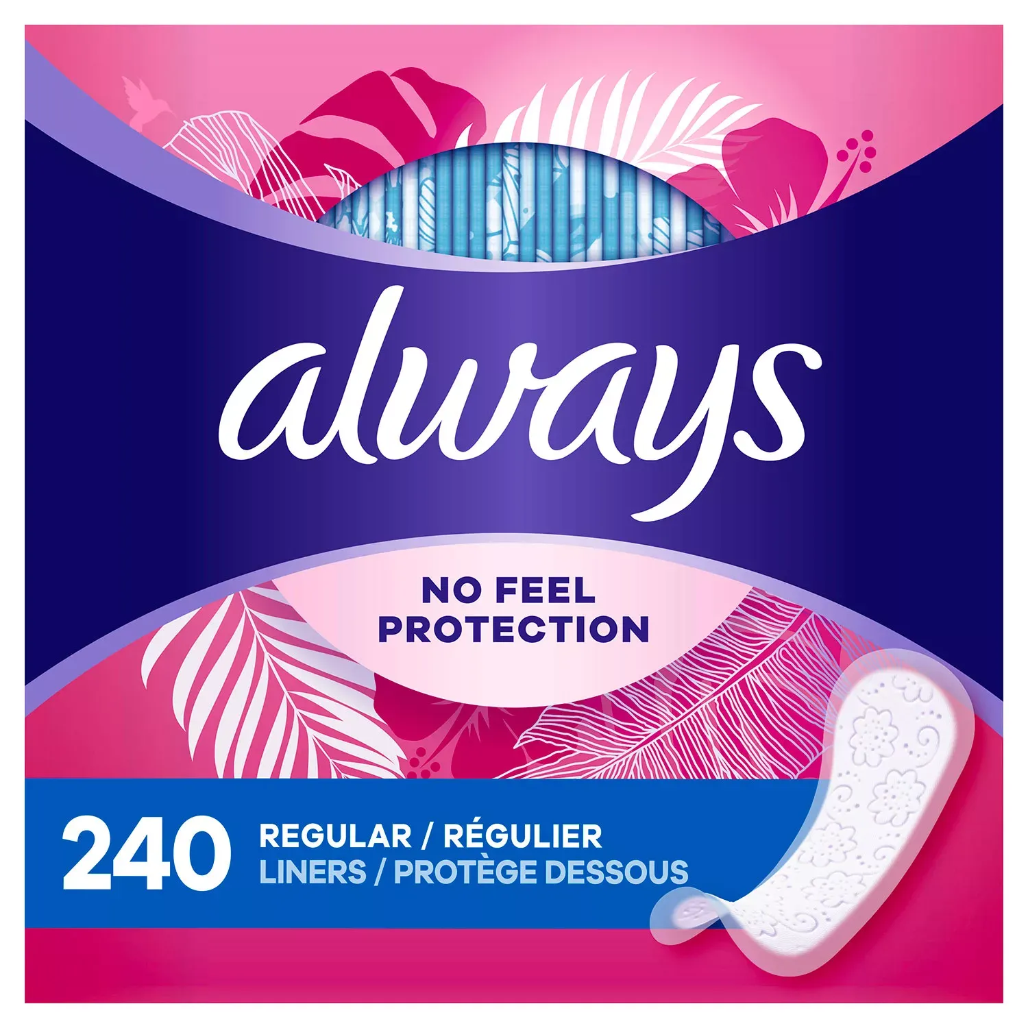 Always Daily Thin Liners, Unscented, Regular, 240 ct.