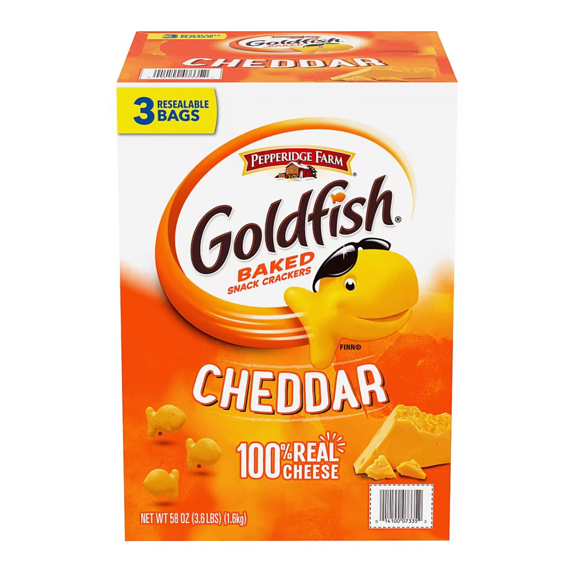 Pepperidge Farm Goldfish Cheddar Crackers Resealable Bags, 3 pk./19.2 oz.