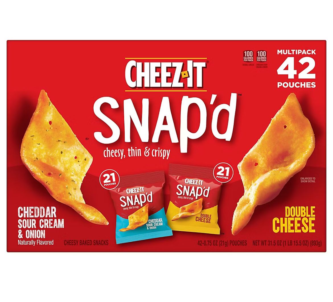 Cheez It Snap&#39;d Crackers Variety Snack Packs, 42 pk.