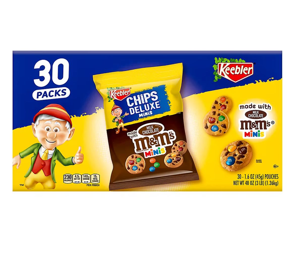 Keebler Chips Deluxe Chocolate Chip M&amp;M Cookies, 30 ct.