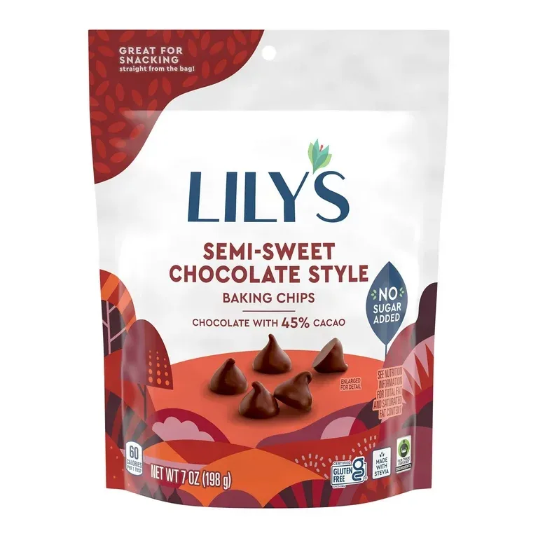 Lily&#39;s Semi Sweet Chocolate Style No Added Sugar Baking Chips, Bag 7 oz