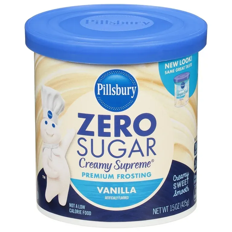 Pillsbury Zero Sugar Creamy Supreme Vanilla Premium Frosting, 15 Oz Tub